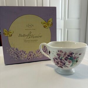 Lenox Butterfly Meadow Cup and Saucer Set - Floral Design “Orange Sulphur”